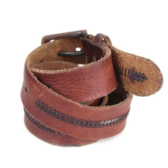 HandCrafted BROWN GENUINE LEATHER 1 3/8"Wd CASUAL DRESS MEN'S BELT Sz 40 (M46 - Picture 4 of 11